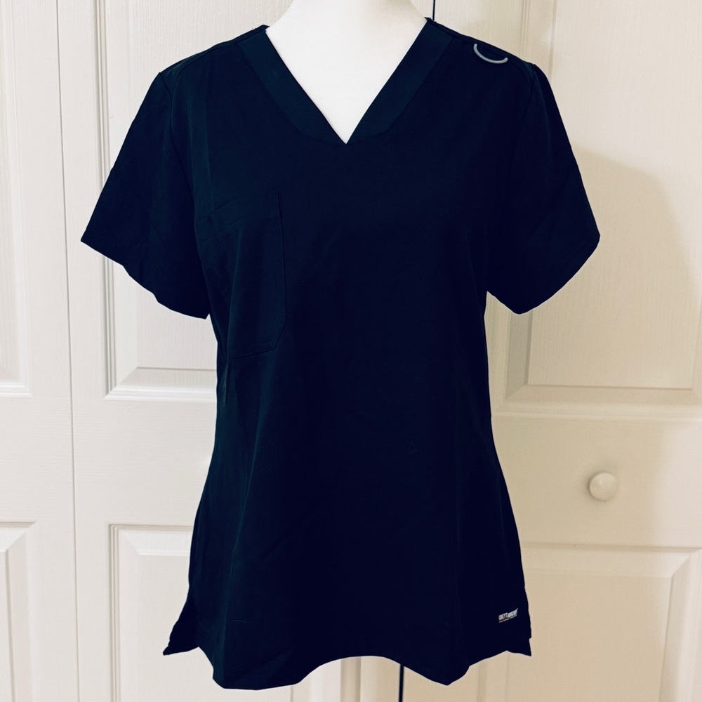 Grey's Anatomy Black Short Sleeve Tee by Barco Uniforms STRETCH Scrub Top Sz S